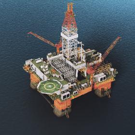 3D DETAILED Semi Submersible Oil Rig